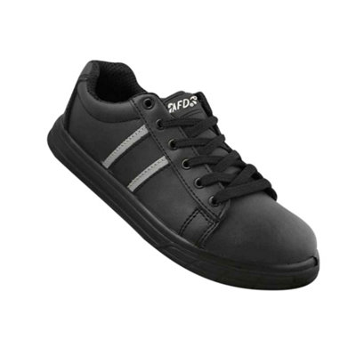 Dennys Unisex Adult Leather Safety Trainers Black (10.5 UK) | DIY at B&Q