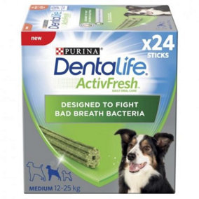 Dentalife Activfresh Medium Dog Treat Dental Stick 24 Stic (Pack of 2)