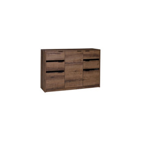 Denver 02 Premium Sideboard Cabinet - Oak Monastery & Black Gloss - W1350mm x H900mm x D400mm