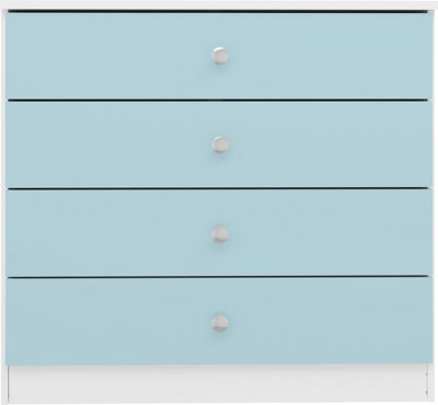 Denver 4 Drawer Chest of Drawers Blue Gloss Metal Drawer Runners and ...