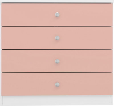 Denver 4 Drawer Chest of Drawers Pink Gloss Metal Drawer Runners and