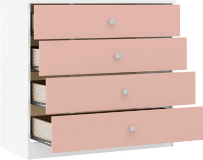 Denver 4 Drawer Chest of Drawers Pink Gloss Metal Drawer Runners and ...