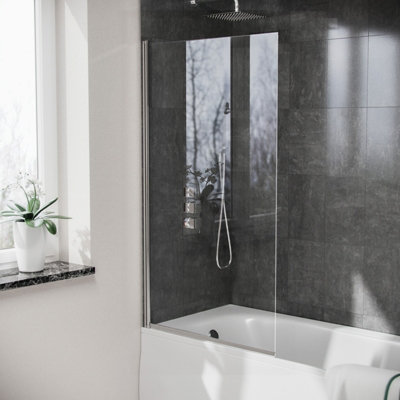 Denver 800 mm Chrome Framed Pivot Swing Door Bath Screen Reversible ...