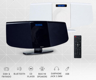 Denver DAB+ Bluetooth CD Player with Remote Control and Stereo Speakers