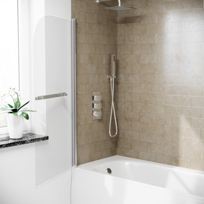 Denver Frameless Bath Shower Screen with Glass Swing Door and Towel Bar
