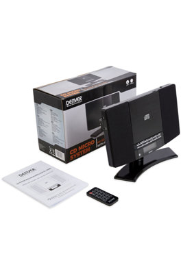 Denver MC-5220 Black Wall-Mountable CD Player with FM Radio and Alarm Clock Features