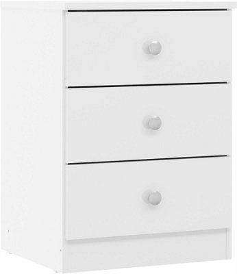 Denver White Gloss 3 Drawer Bedside Table Cabinet Nightstand Bedroom Storage