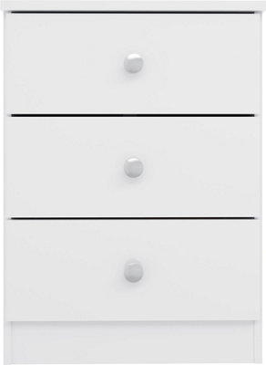 Denver White Gloss 3 Drawer Bedside Table Cabinet Nightstand Bedroom Storage