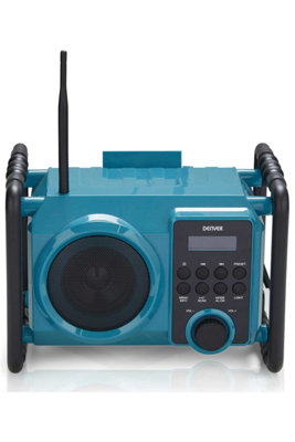 Denver WRD-50 Blue DAB Portable Worksite Radio with Bluetooth, Floodlight & Splash Proof Design for Jobsite and Garden Use