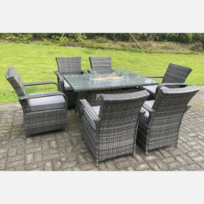 Derby 6 Seater Rattan Garden Set with Fire Pit