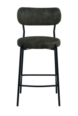 Derby Padded Bar Stool (Pack of 2) - Velvet - L52 x W46.5 x H96 cm - Dark Green