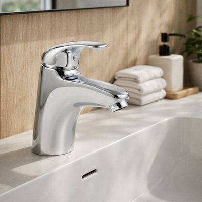 Derwen Mini Mono Basin Mixer Chrome - Compact, Durable, High-Quality Finish, Easy to Install for Modern Basins