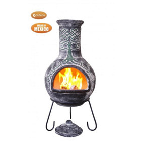 Derwyn The Tree Mexican chimenea green tree on charcoal Celtic theme including stand and lid