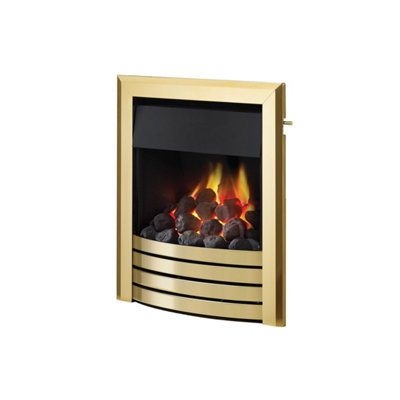 Design Brass Convector Deepline Gas Fire with Slide Control