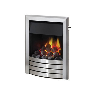 Design Brushed Steel Convector Deepline Gas Fire with Slide Control