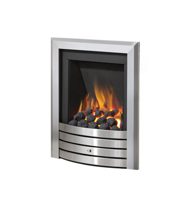 Design Brushed Steel Slimline Radiant Gas Fire with Manual Control