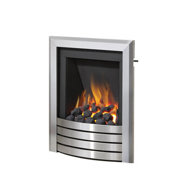 Design Brushed Steel Slimline Radiant Gas Fire with Slide Control