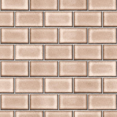 Design ID Subway Tile Peach Vinyl Wallpaper Paste The Wall Kitchen Bathroom