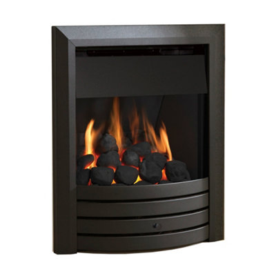 Design Matt Black Convector Deepline Gas Fire with Manual Control