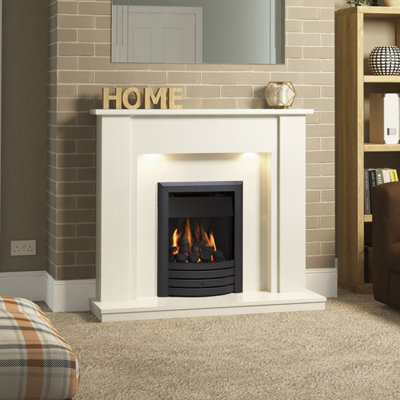 Design Matt Black Convector Deepline Gas Fire with Manual Control