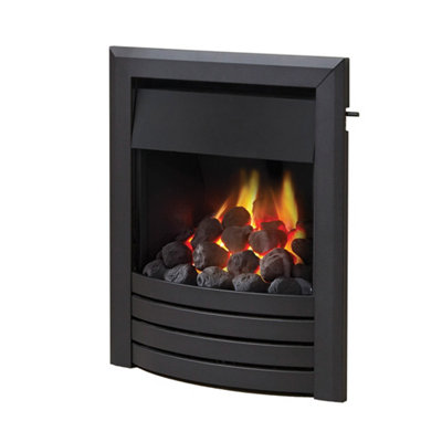 Design Matt Black Convector Deepline Gas Fire with Slide Control