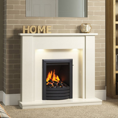 Design Matt Black Deepline Radiant Gas Fire with Slide Control