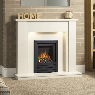 Design Matt Black Slimline Radiant Gas Fire with Manual Control