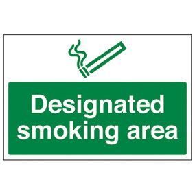 Designated Smoking Area Notice Sign - Rigid Plastic - 300x200mm (x3)
