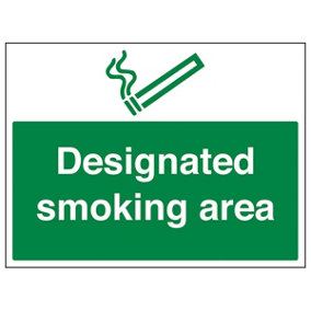 Designated Smoking Area Notice Sign - Rigid Plastic - 400x300mm (x3)