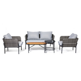 DesignDrop Amalfi Luxury Outdoor Garden Conversation Set- 4 Seats with Removable Cushions
