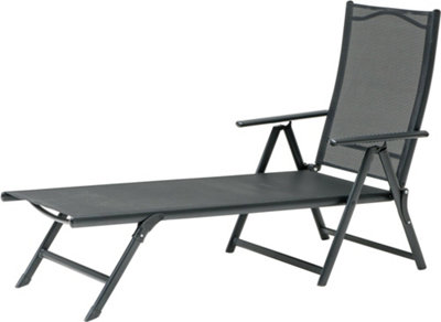 DesignDrop Bjorn Sun Lounger in Black 157cm x 63cm x 95cm