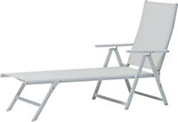 DesignDrop Bjorn Sun Lounger in White 157cm x 63cm x 95cm