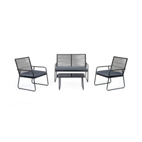 DesignDrop- Catalano Steel Conversation Set- Outdoor Garden Lounge- 4 Seats