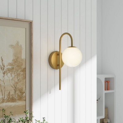 Designed Indoor Golden Wall Light with Frosted Glass Shade, Bulb Not ...