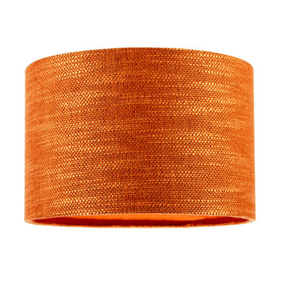 Designer Bobbled and Textured Linen Lamp Shade in Rustic Orange