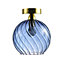 Designer Chic Ceiling Light with Brushed Gold Base and Midnight Blue Glass Shade