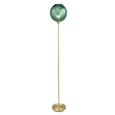 Green glass floor deals lamp