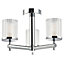 Designer Chrome IP44 Rated Bathroom Ceiling Light with Ribbed Glass Shades