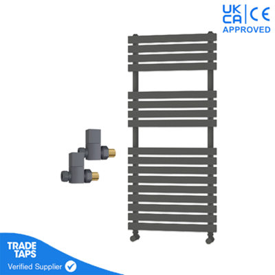 Designer Delta Anthracite Flat Panel Towel Radiator Heated Ladder Rail ...