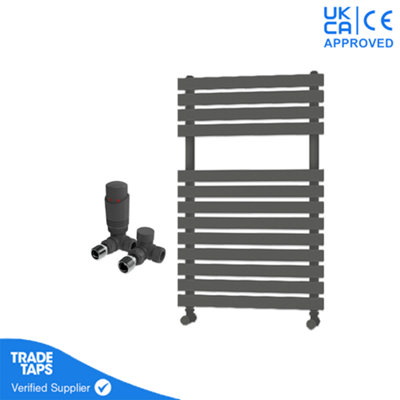 Designer Delta Anthracite Flat Panel Towel Radiator Heated Ladder Rail ...