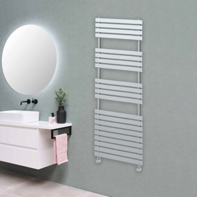 Designer Delta Flat Panel Towel Radiator Heated Ladder Rail - Chrome - 1424 x 500mm