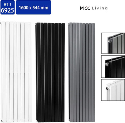 Designer Flat Panel Double Radiator 1600x544 Black by MCC