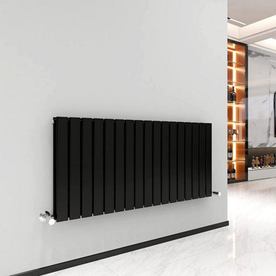 Designer Flat Panel Double Radiator 600x1156 Black by MCC