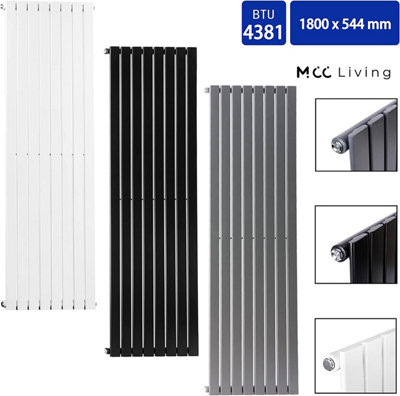 Designer Flat Panel Single Radiator 1800x544 Black by MCC