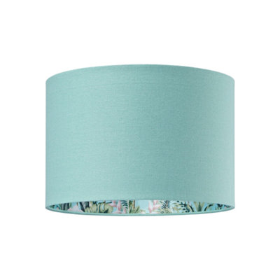 Designer Jungle Print Duck Egg Lamp Shade with Palm Trees Sloths and Elephants