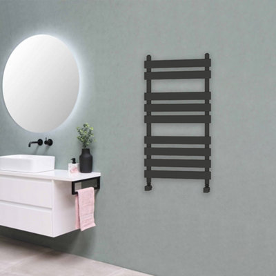 Designer Marvella Flat Panel Towel Radiator Heated Ladder Rail - Anthracite - 950 x 500mm