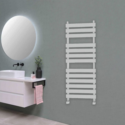 Designer Marvella Flat Panel Towel Radiator Heated Ladder Rail - White - 1300 x 500mm