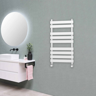Designer Marvella Flat Panel Towel Radiator Heated Ladder Rail - White - 950 x 500mm