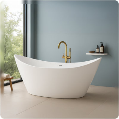 Designer Modern Freestanding Double Ended Slipper Bath + Waste 1500 x 770 x 720