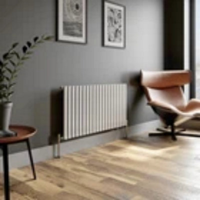 Designer Radiator Horizontal White Oval Column Rads Single Panel 600x1200mm